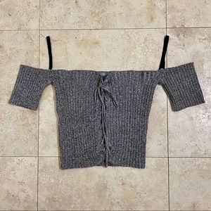 👽CHARLOTTE RUSSE LACE UP BARDOT CROP TOP👽